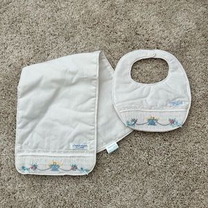 Smocked baby Bib and burp cloth